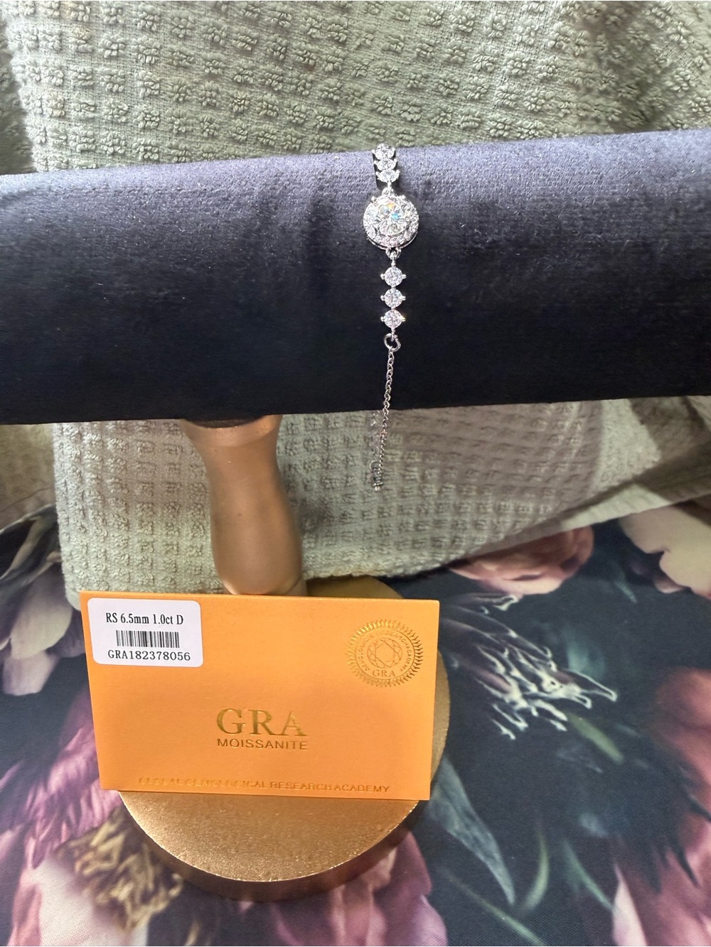 Silver Moissanite Halo Bracelet in White